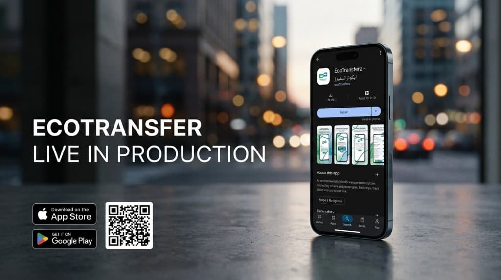 EcoTransferz live in production on the App Store and Google Play